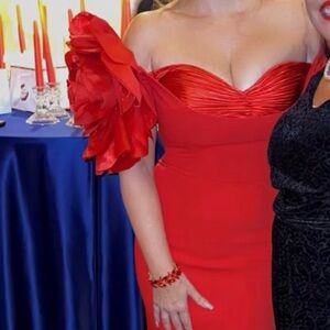 MNM Couture Red Off-Shoulder Prom Dress